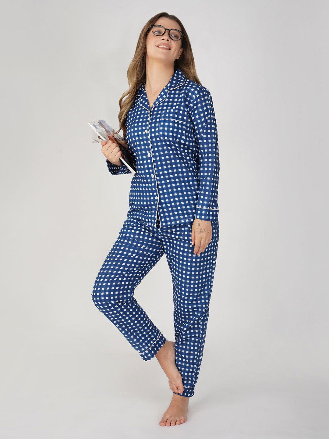 

MASU LIVING Women Printed Night suit, Blue