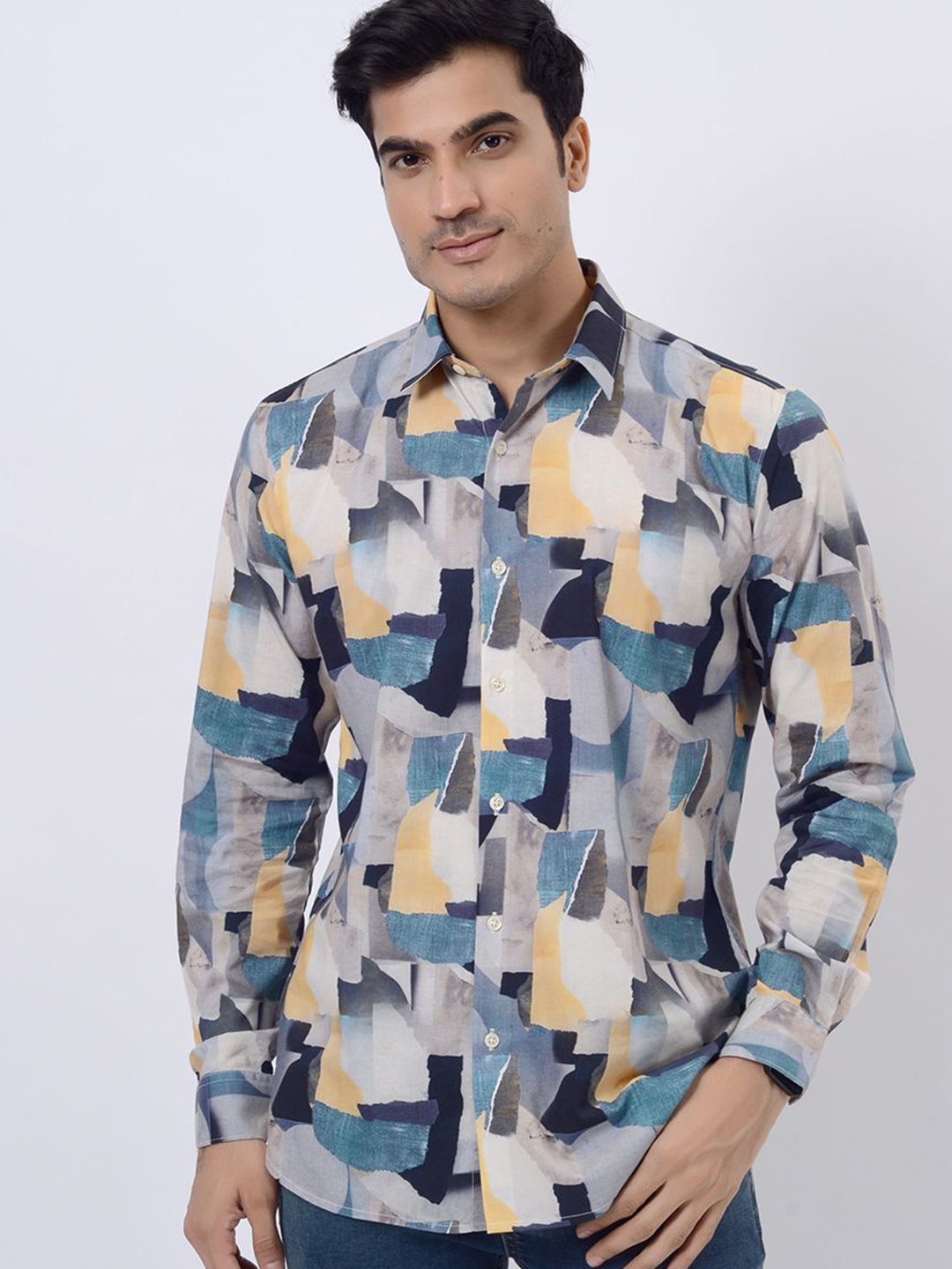 

JADE BLUE Men Slim Fit Opaque Printed Casual Shirt, Multi