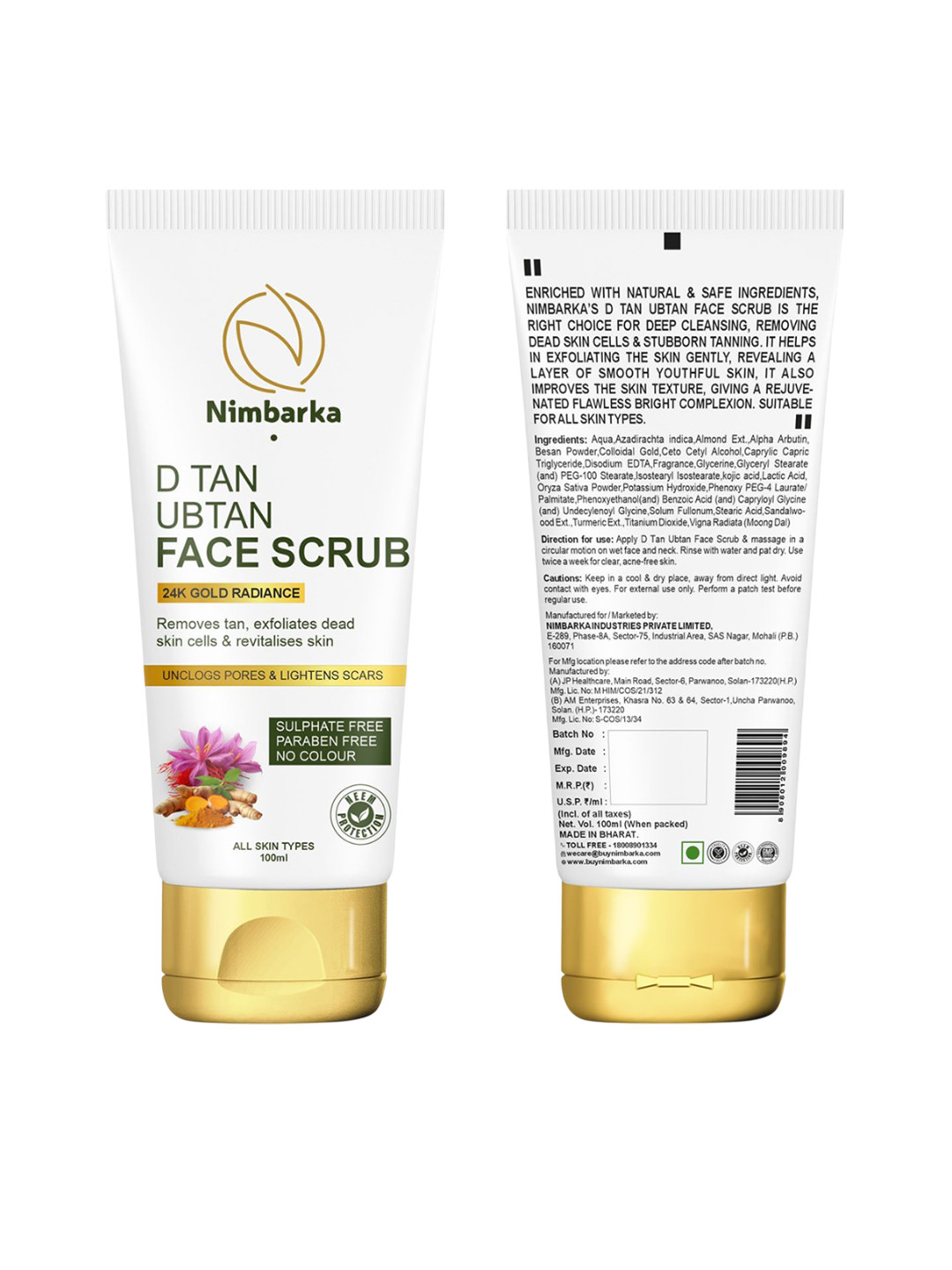 

Nimbarka D-Tan Ubtan Face Scrub With Besan - 100 ml, Gold