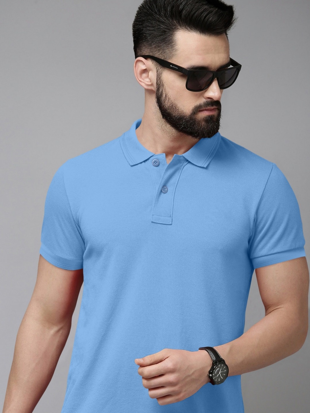 

Metronaut Men Polo Collar Pockets Slim Fit T-shirt, Turquoise blue