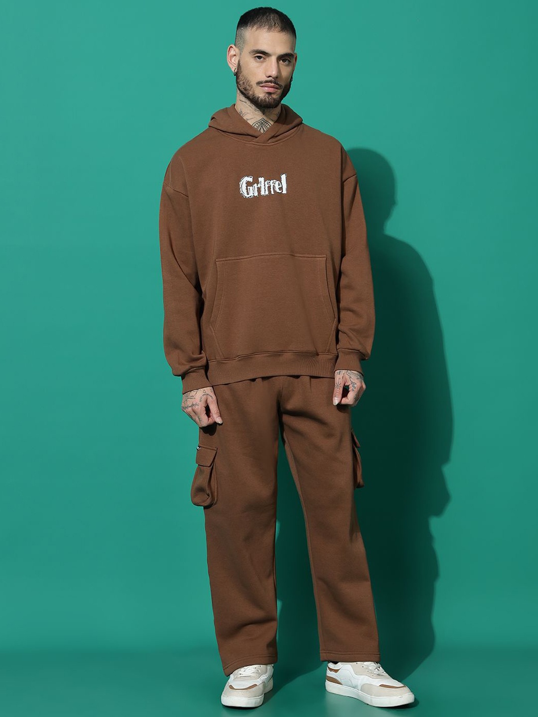 

GRIFFEL Men Printed Tracksuits, Coffee brown