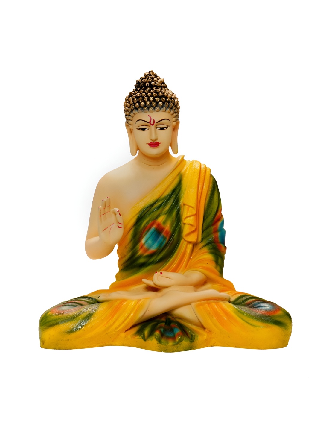 

NAYRA HANDICRAFTS Yellow & Green Buddha Idol Showpiece