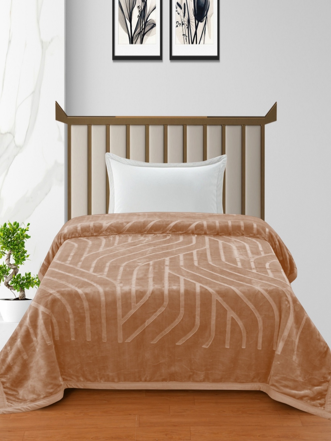 

Florida Brown Striped Mink Single Bed Blanket