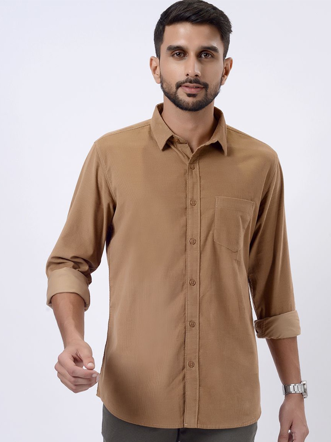 

JADE BLUE Men Slim Fit Opaque Casual Shirt, Khaki