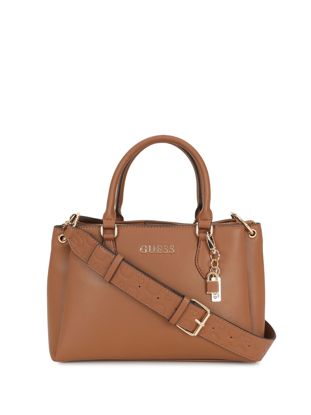 

GUESS PU Structured Satchel, Brown