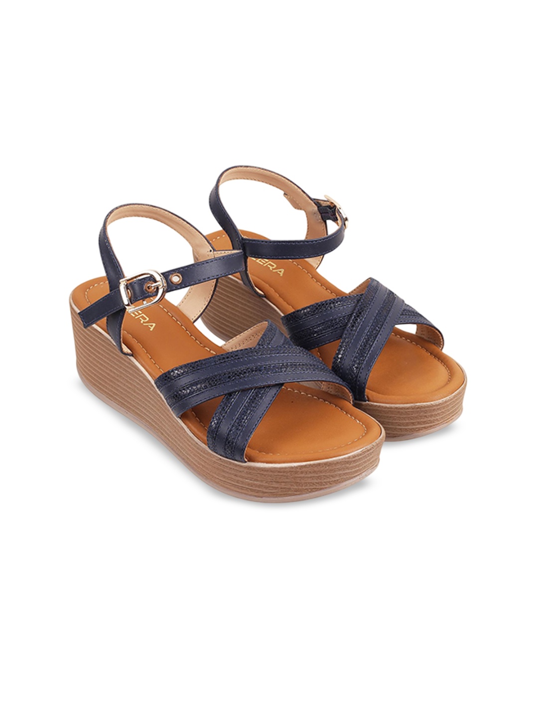 

Lazera Platform Sandals with Laser Cuts, Blue