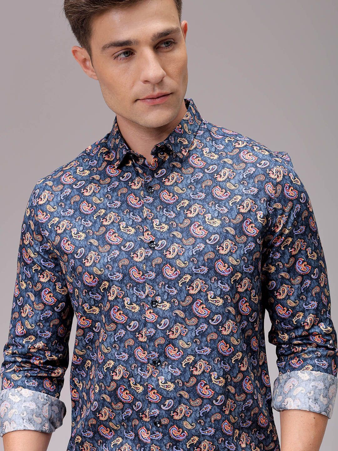 

The Indian Garage Co Men Slim Fit Floral Opaque Printed Casual Shirt, Grey