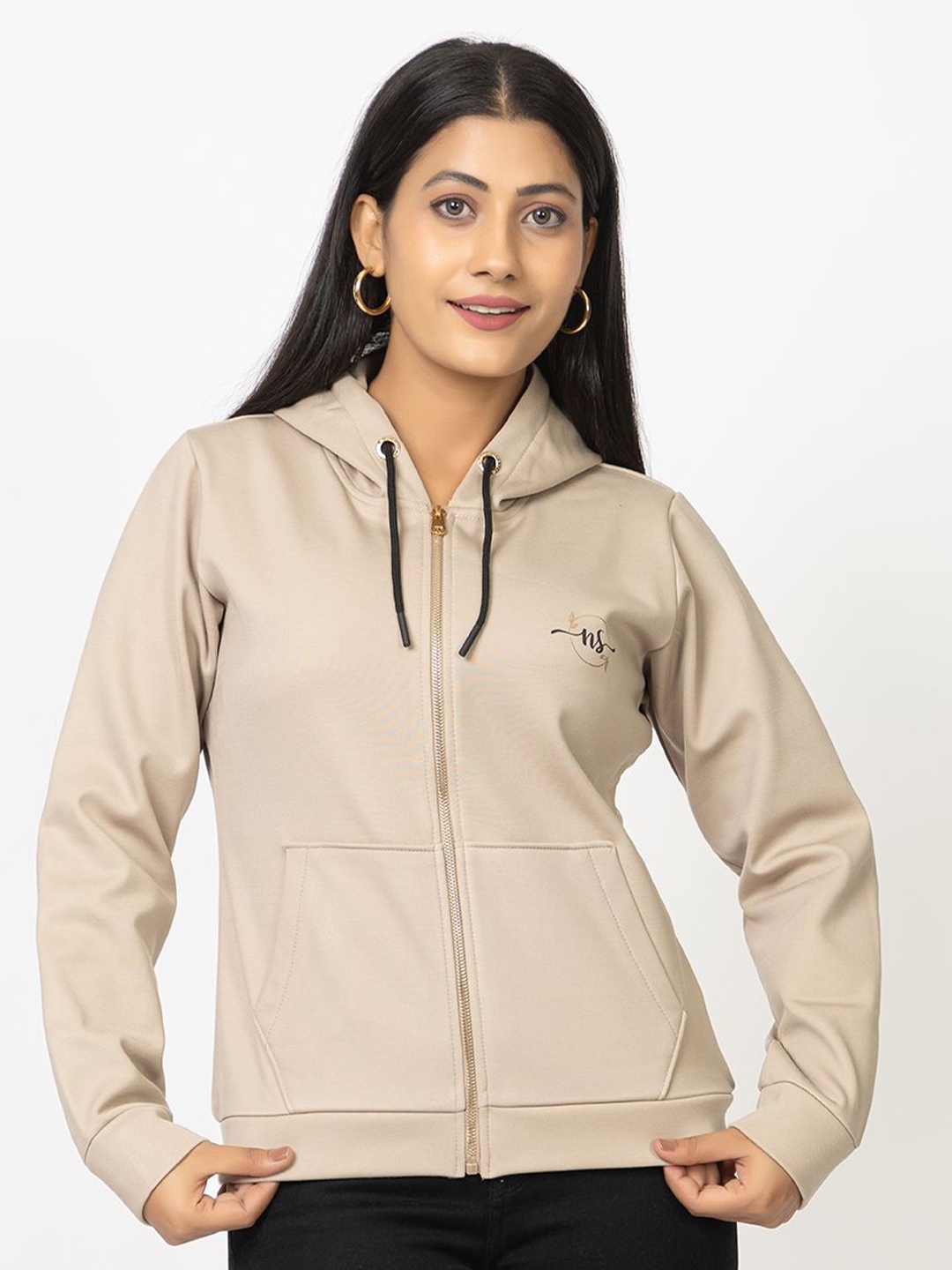 

Navsha Women Hooded Sweatshirt, Beige