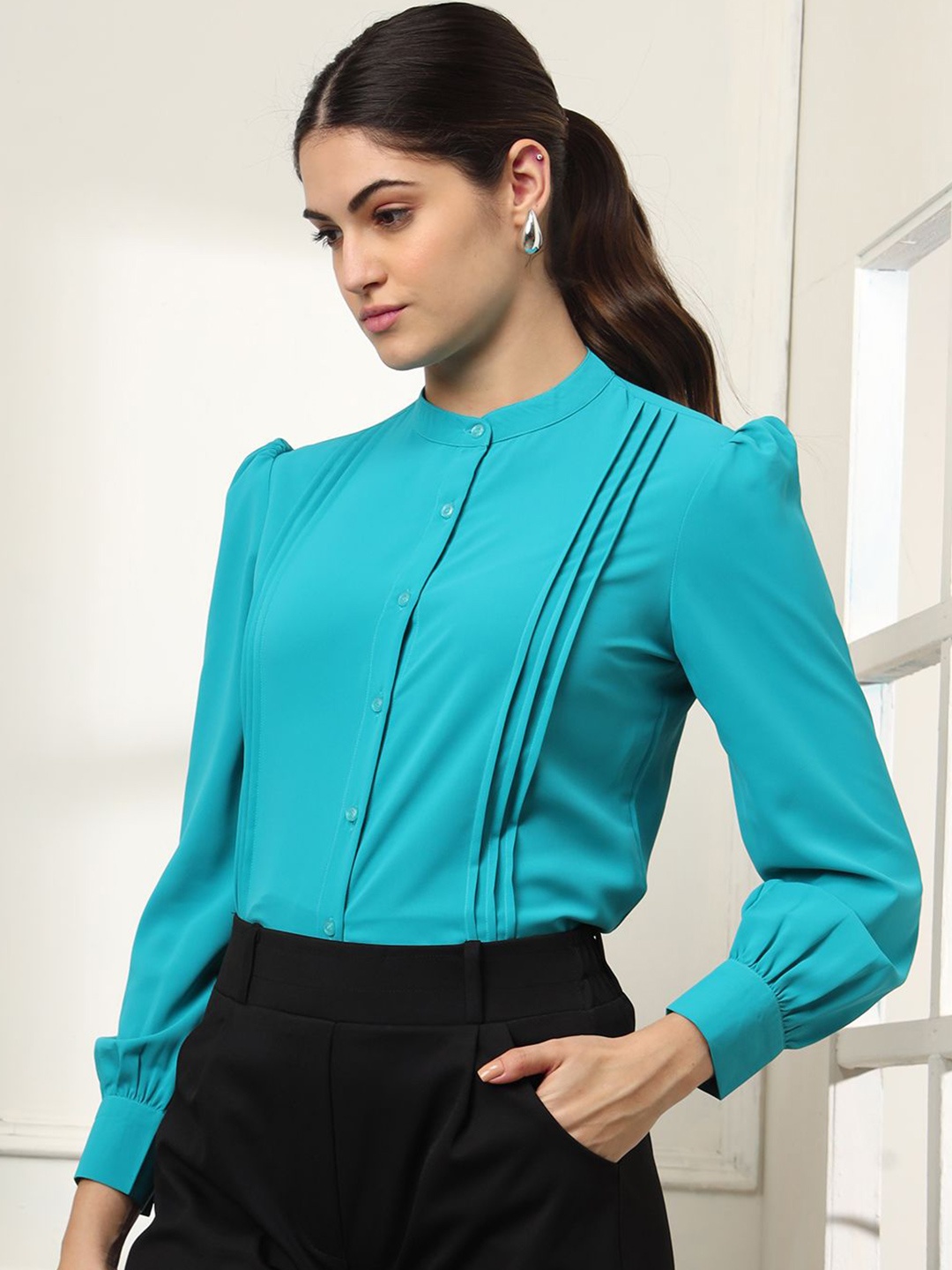 

FITHUB Women Formal Shirt, Teal