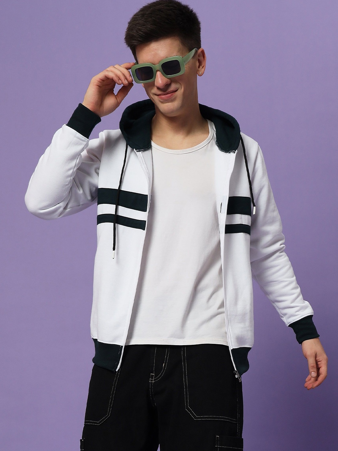 

Dogman Men Colourblocked Hooded Sweatshirt, Green