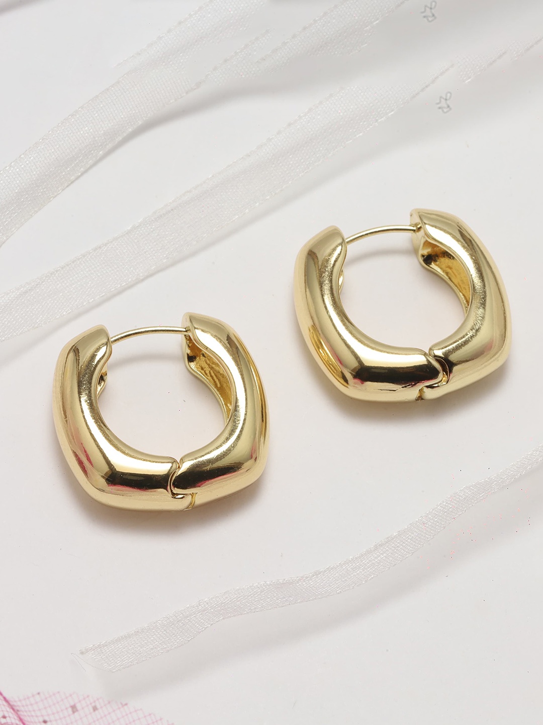 

Maansh Gold-Plated Square Shaped Hoop Earrings