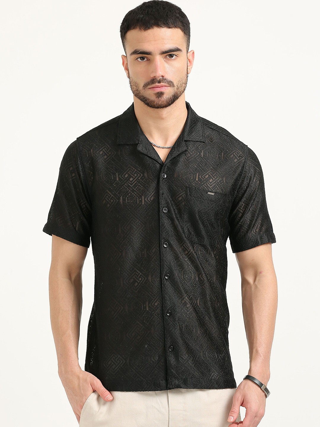 

RIGS AND RAGS Men Original Opaque Casual Shirt, Black