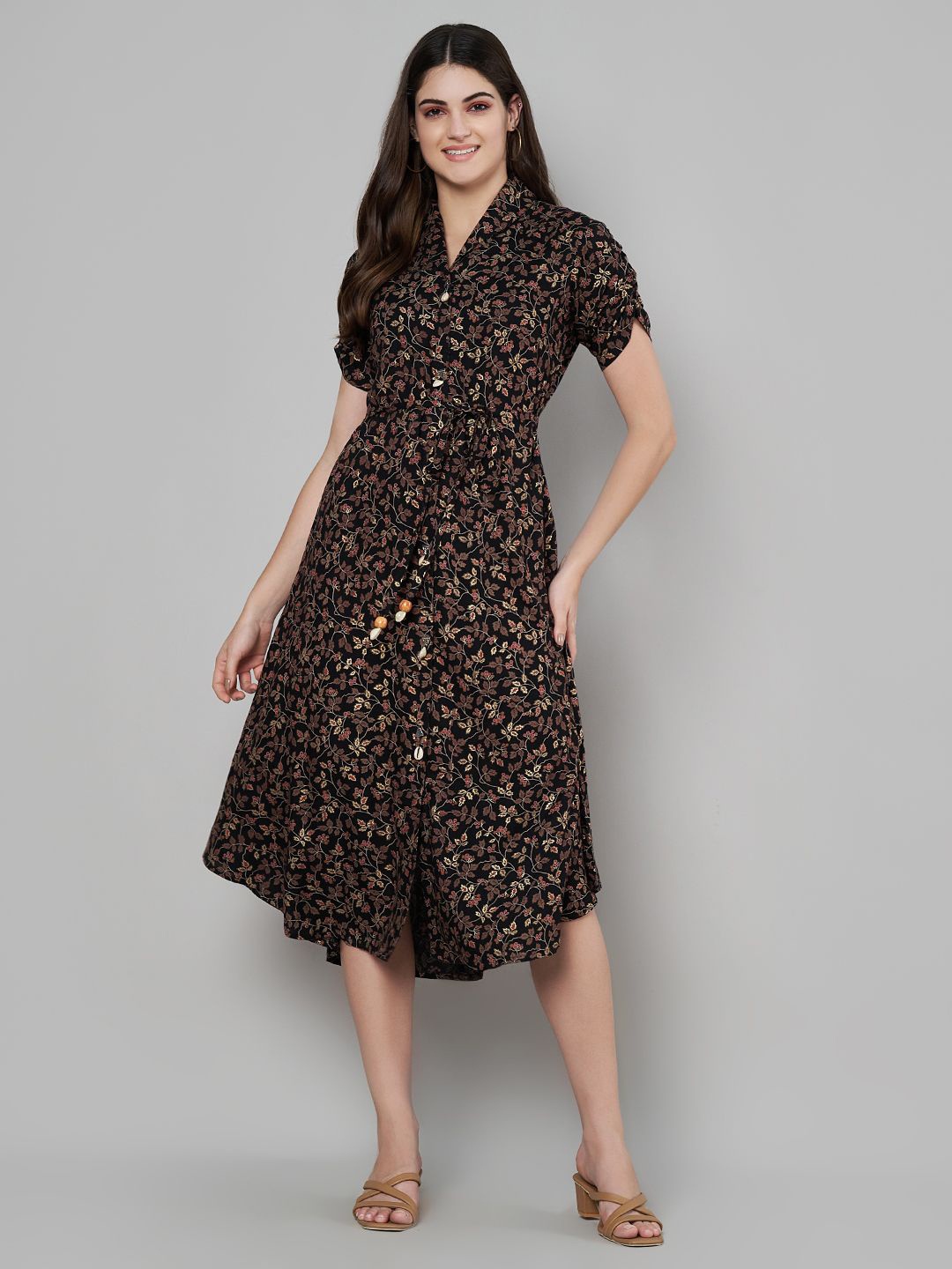 

all about you Floral Print Fit & Flare Dress, Black
