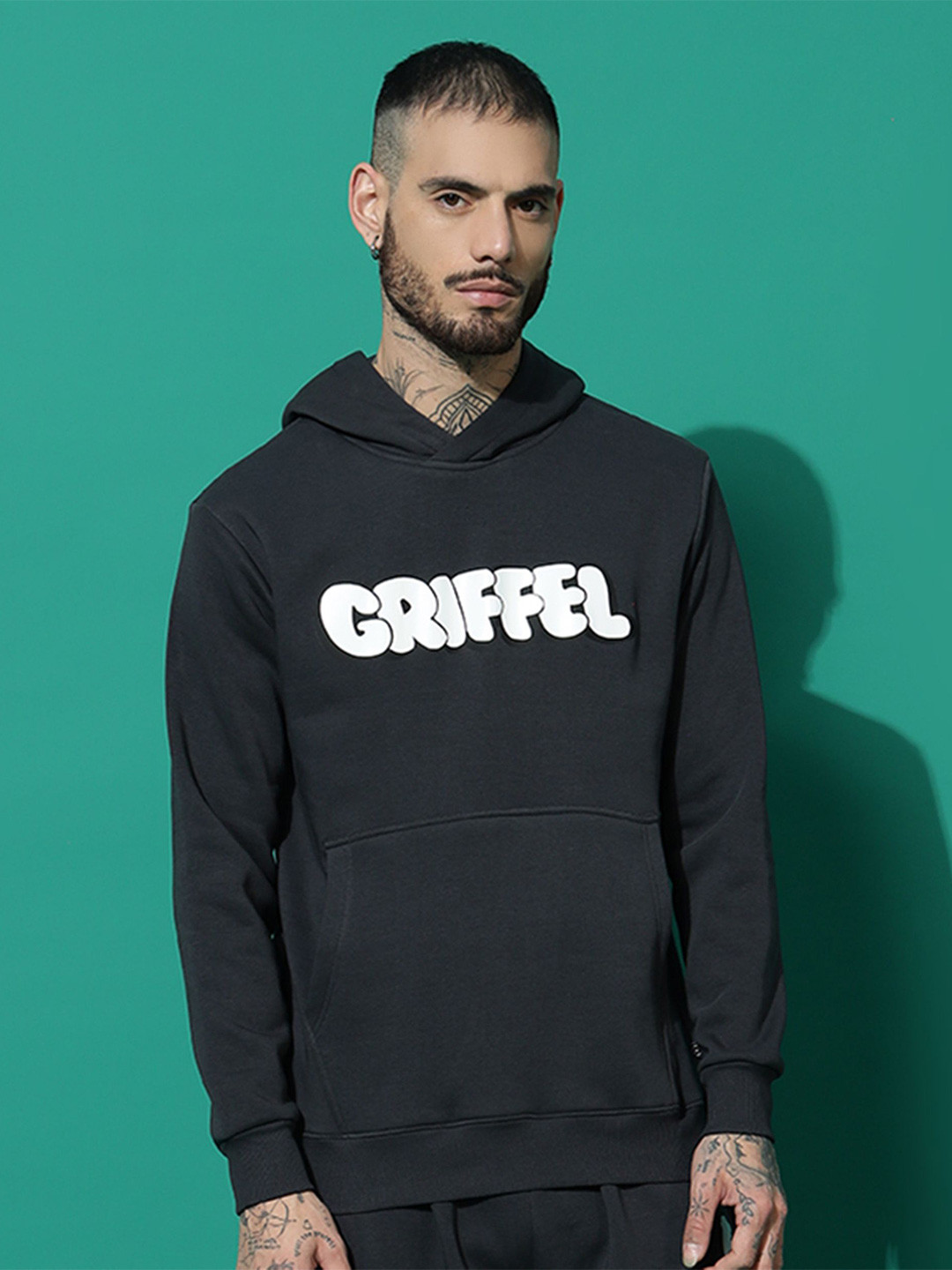 

GRIFFEL Men Brand Logo Printed Sweatshirt, Black
