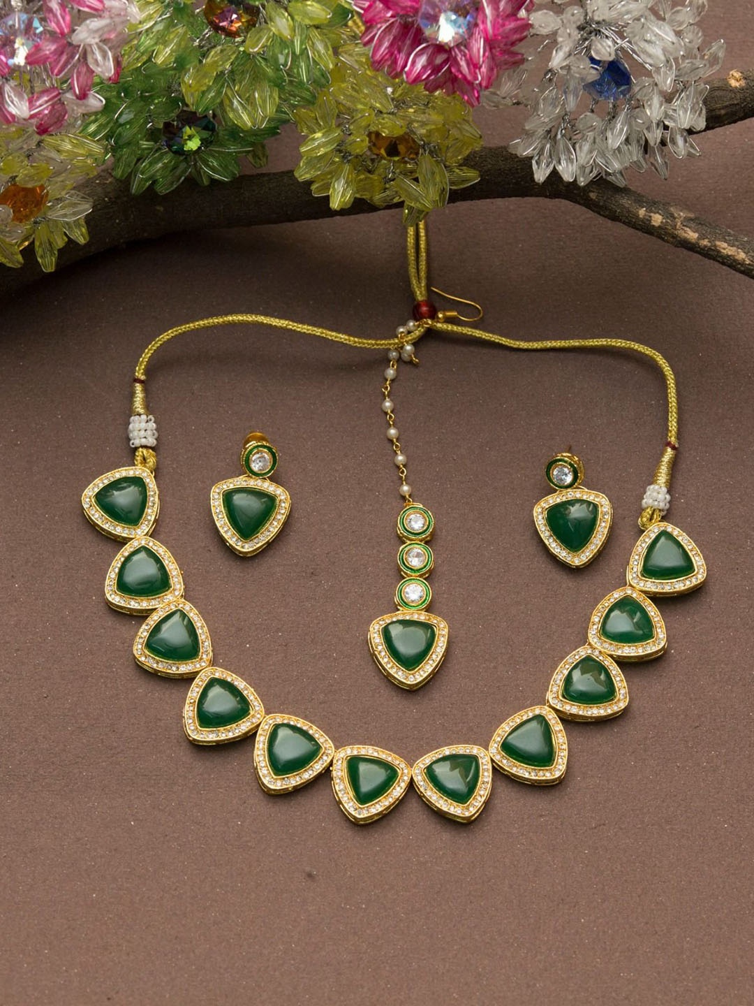 

Styled Diva Gold Plated Stones Studded Jewellery Set