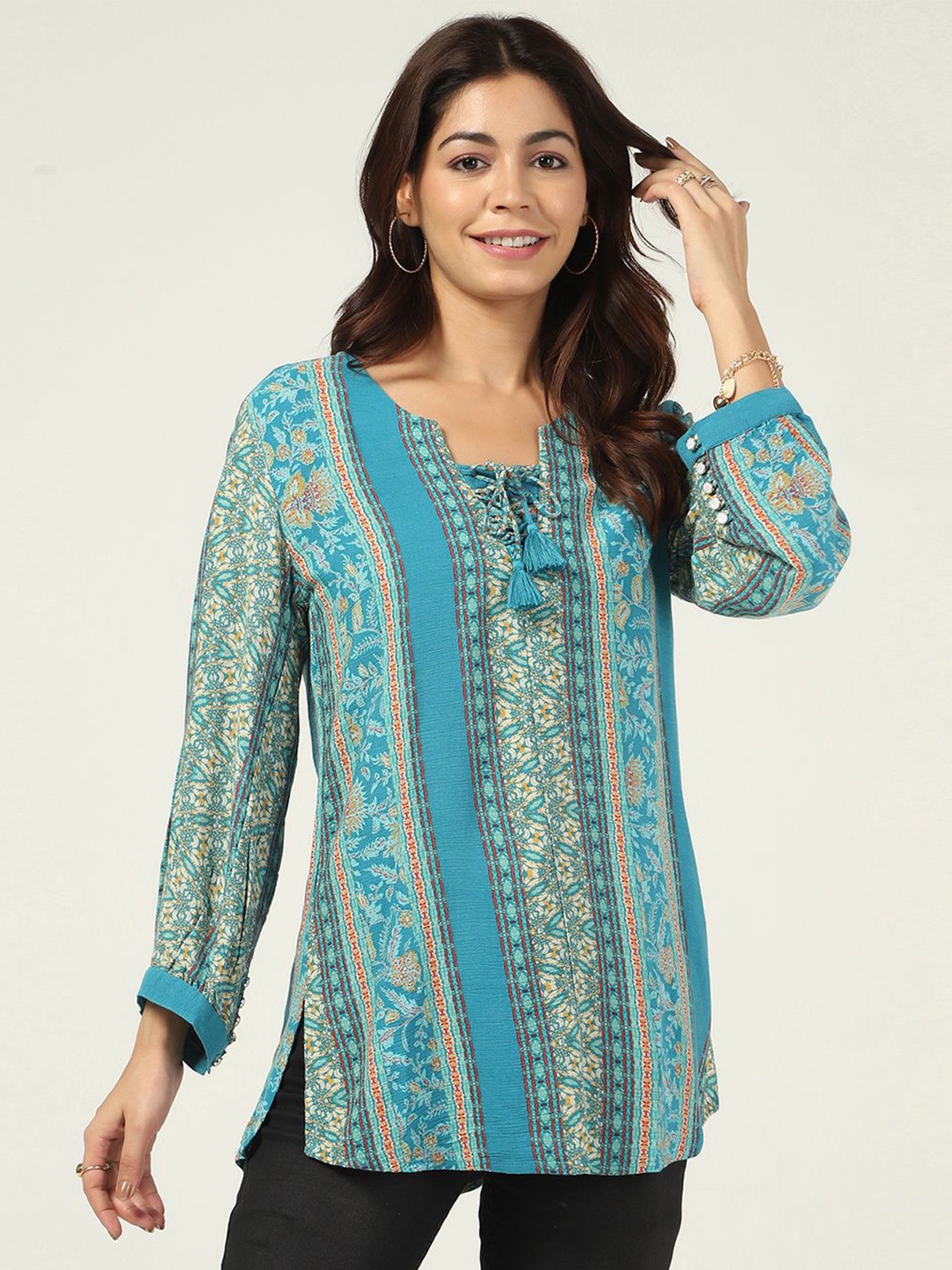 

Mustard Women Printed Top, Multi
