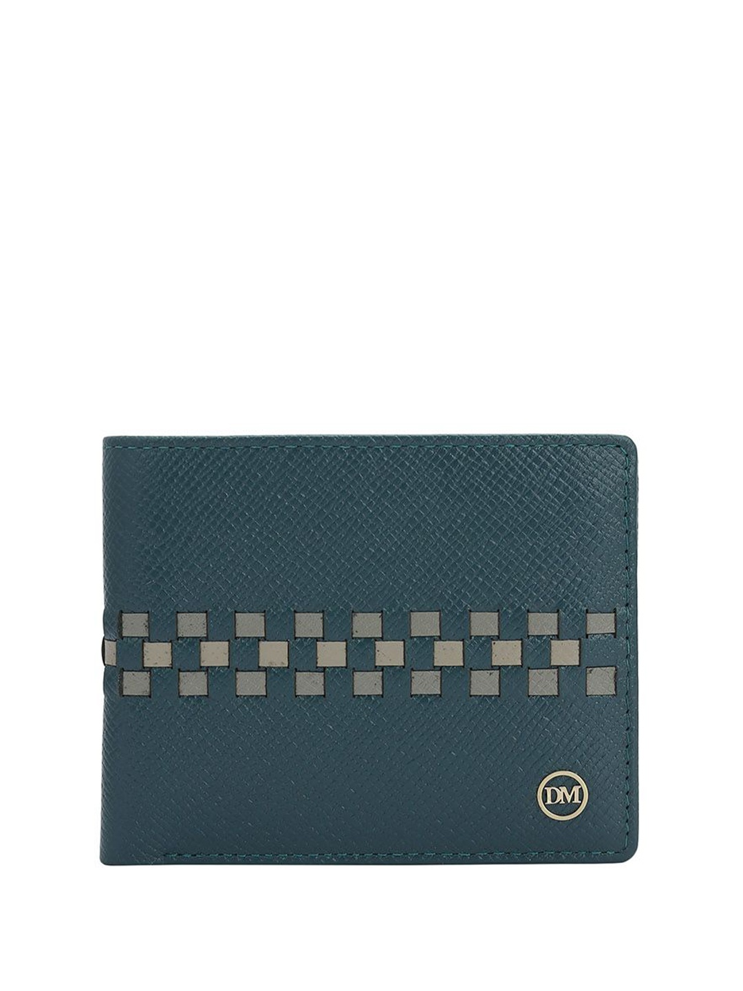 

Da Milano Men Geometric Leather Two Fold Wallet, Blue