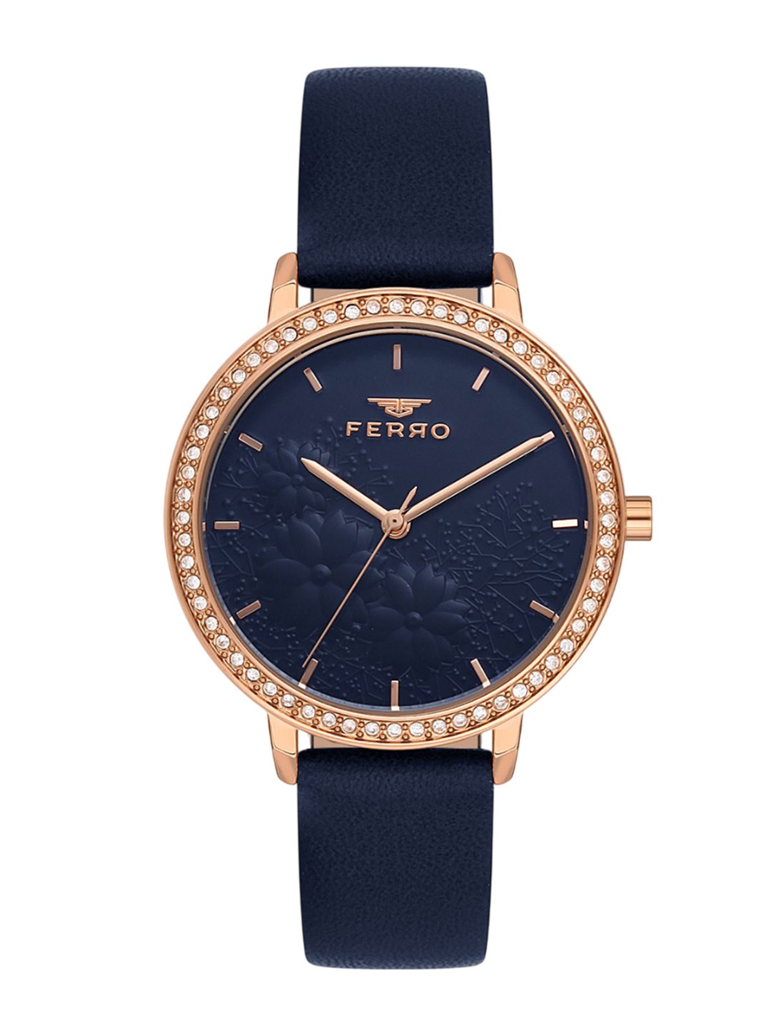 

Ferro Women Brass Dial & Leather Straps Analogue Watch FL21242B-T, Blue