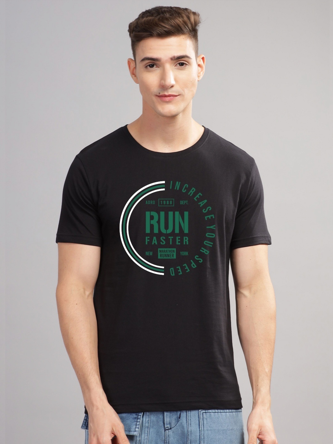 

ADRO Men Printed T-shirt, Black