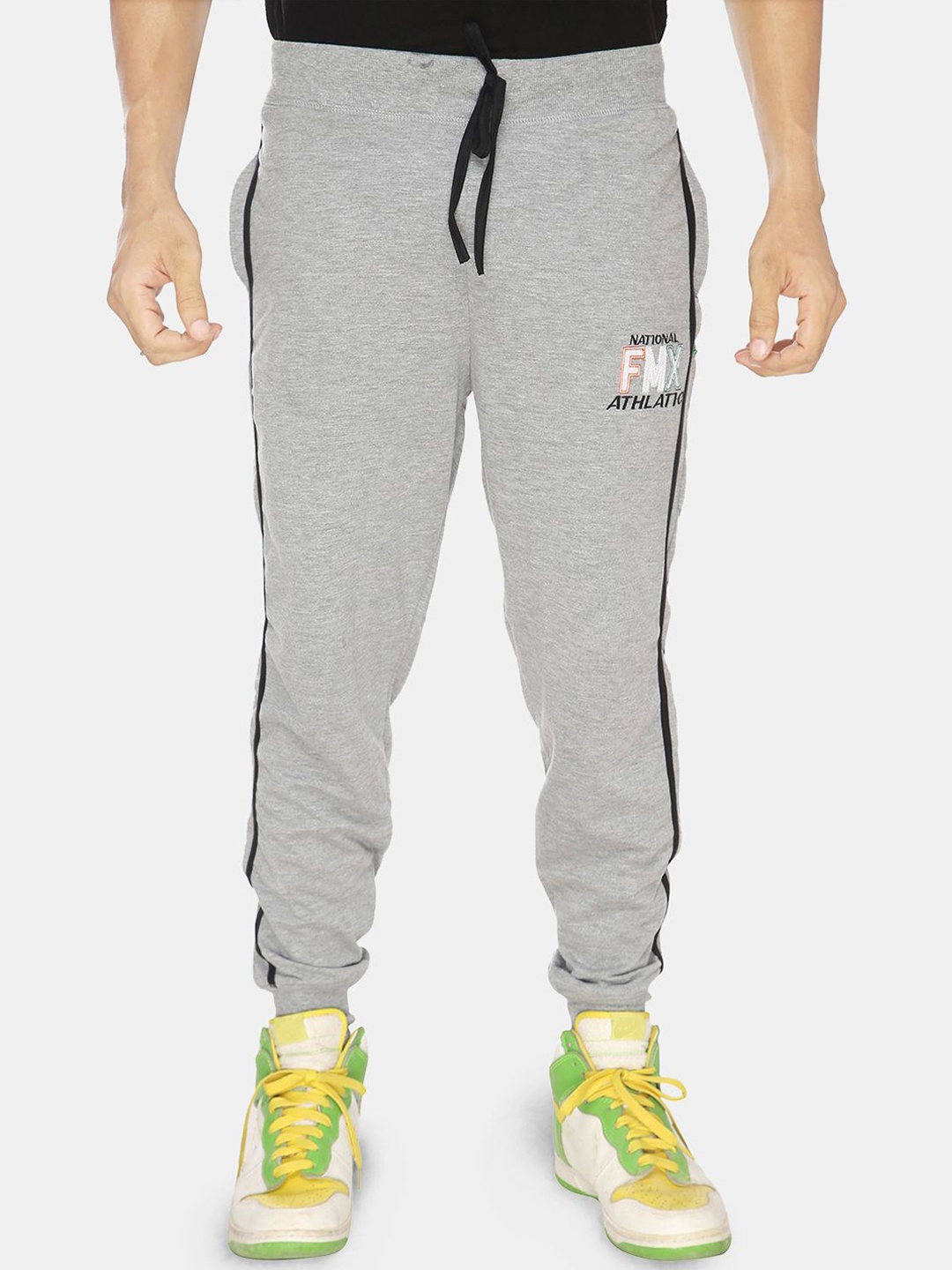 

FILMAX ORIGINALS Men FMX National Athletic Printed Pure Cotton Joggers, Grey melange