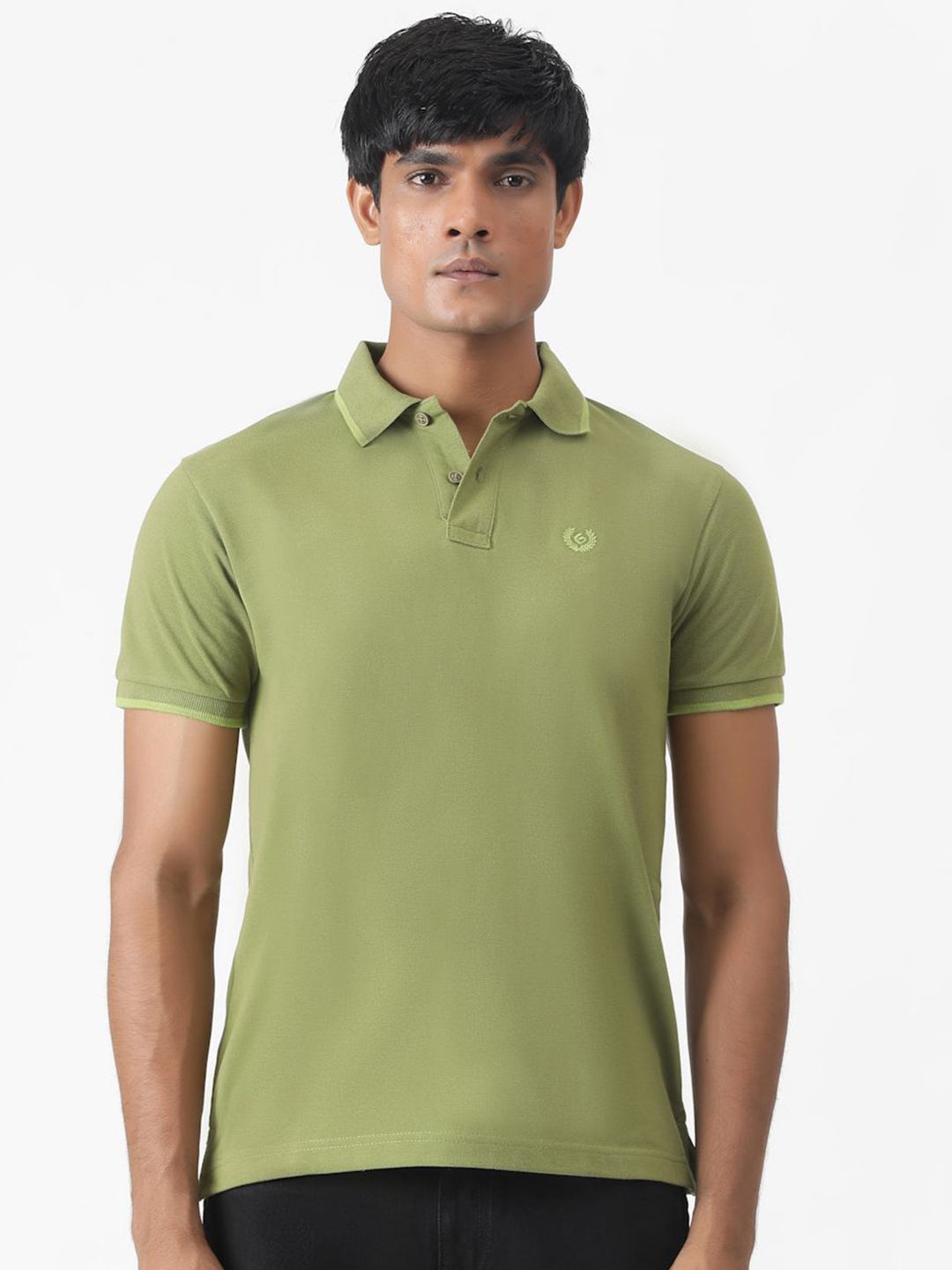 

Greenfibre Men Solid Slim Fit Polo Collar Casual T-shirt, Olive