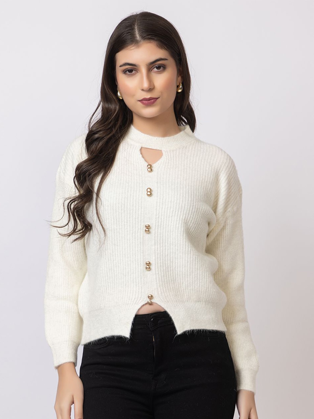 

Antiloop Women Ribbed Woollen Pullover, White