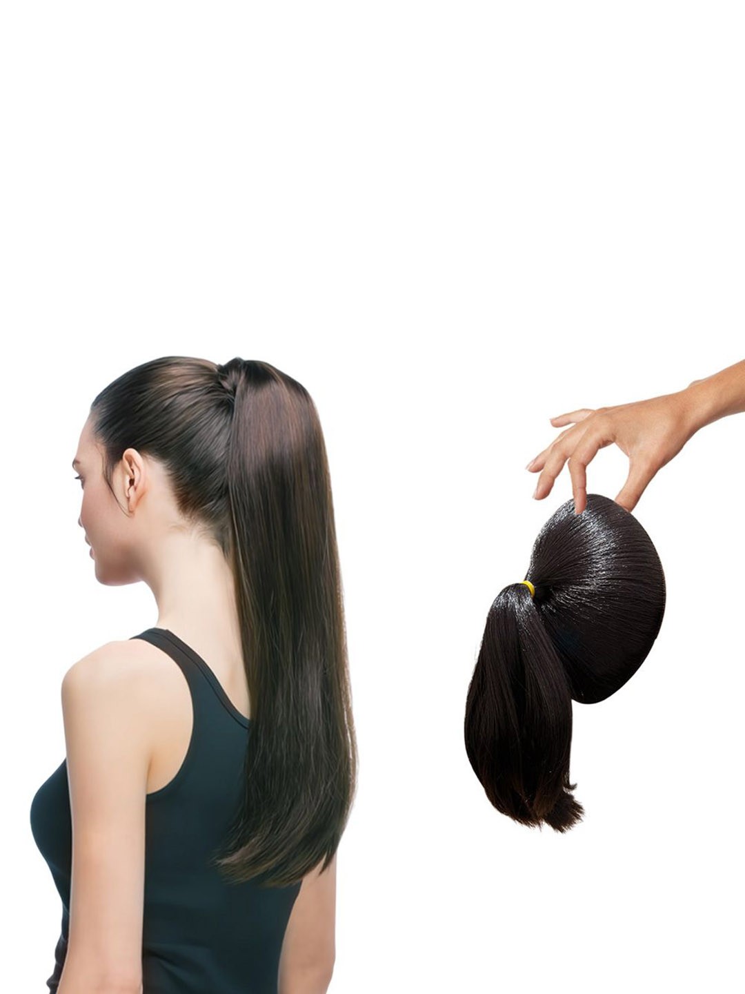 

D-Divine Ball Head Wig Wrapped With Grapefruit Peel Flower Bud Head Ponytail- 35 cm- Brown