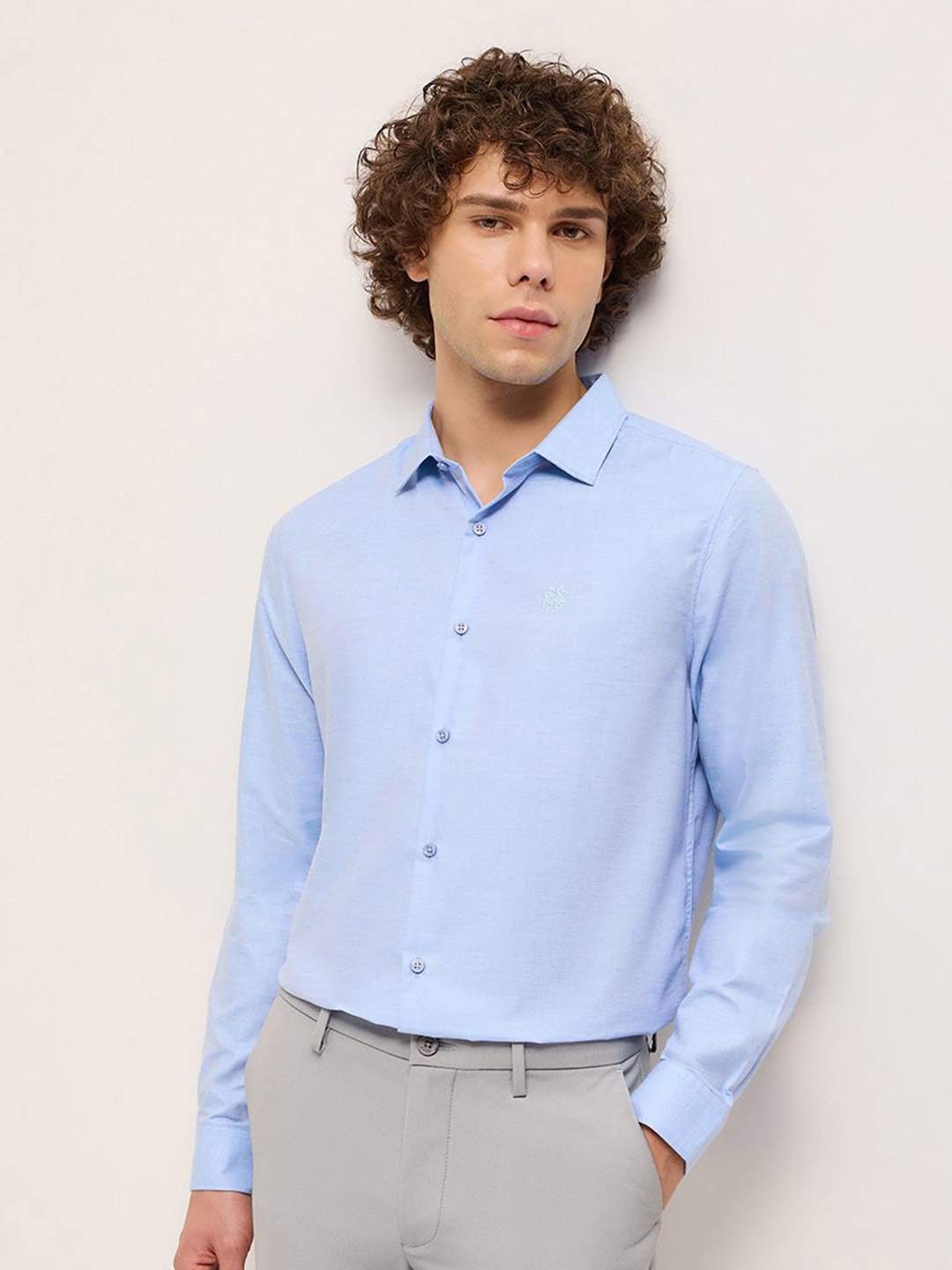 

THE BEAR HOUSE Men Tailored Fit Opaque Formal Shirt, Blue