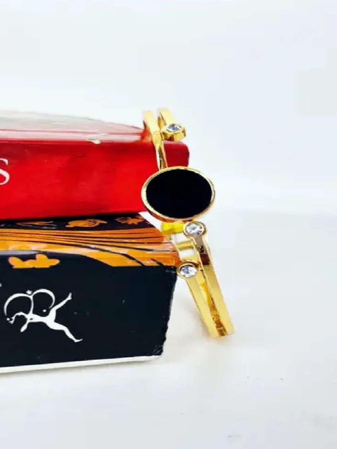 

RUHI COLLECTION Unisex Hand Painted Rhodium-Plated Cuff Bracelet, Gold