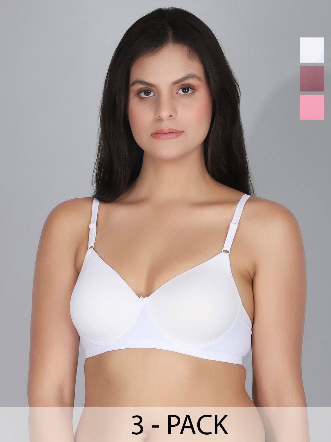 

StyFun Pack of 3 Full Coverage Lightly Padded Everyday Bra, White