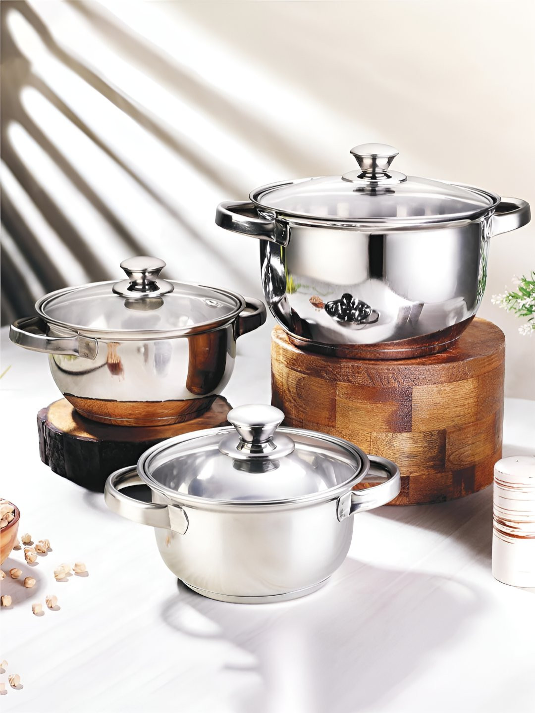 

Classic Essentials Steel 2024 Stainless Steel 3 Pieces Dishwasher Safe Cook and Serve Casserole