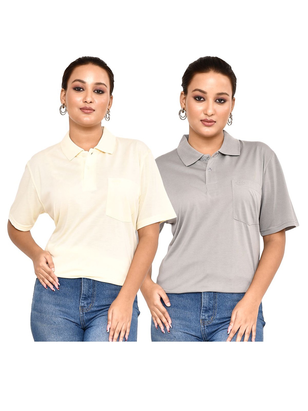 

RAPL Women 2 Polo Collar T-shirt, Multi