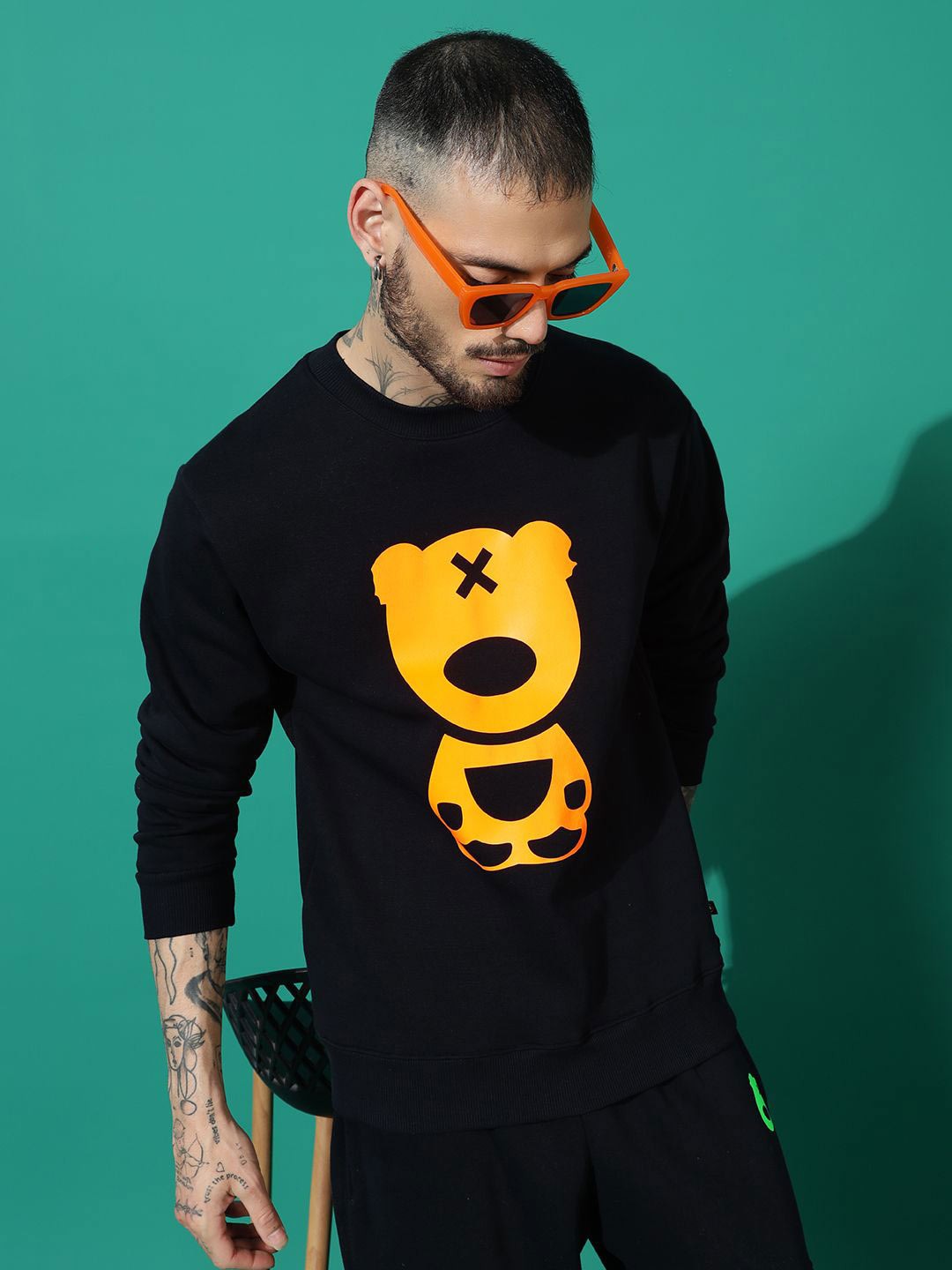 

GRIFFEL Men Graphic Printed Sweatshirt, Black