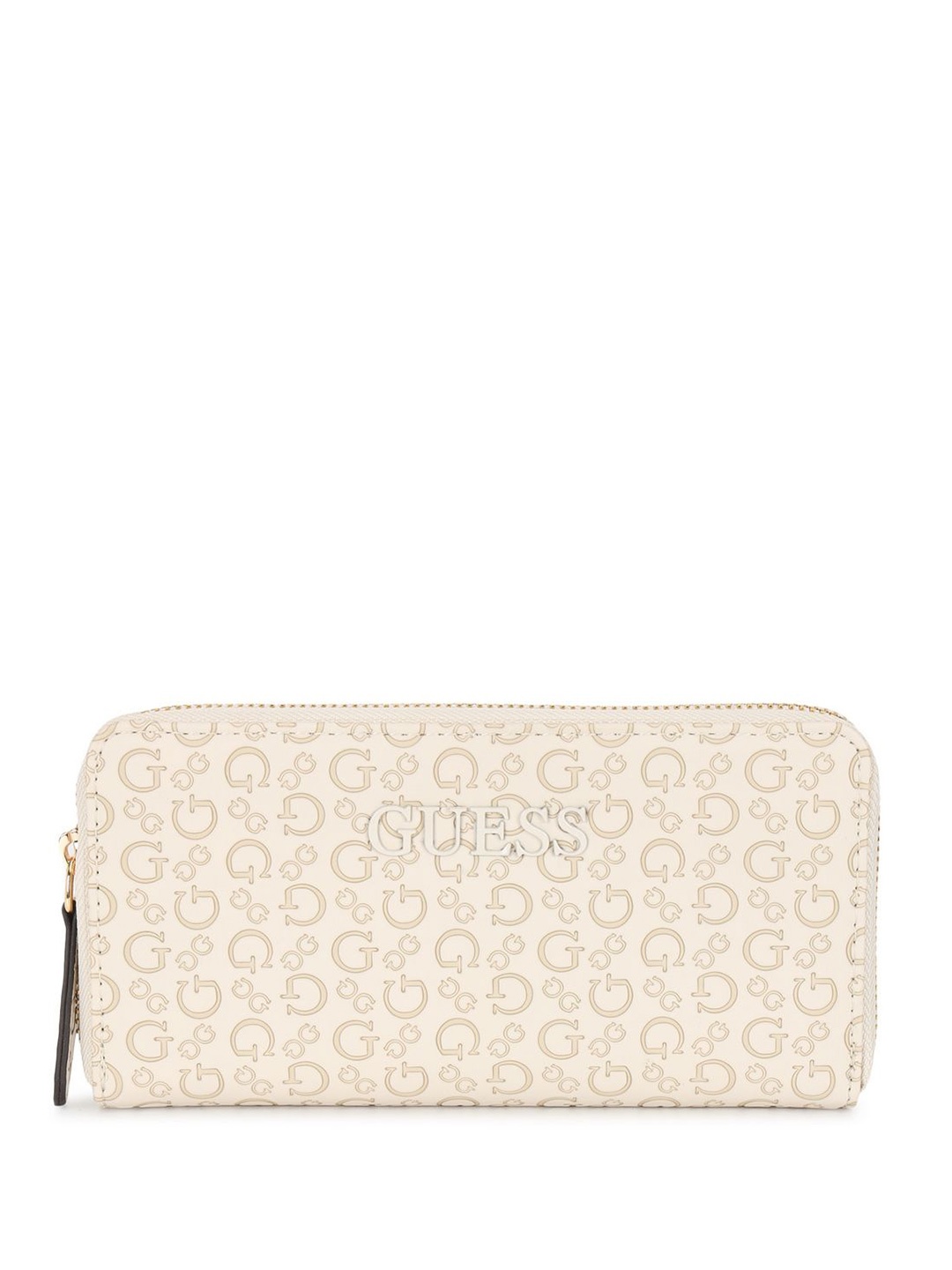 

GUESS Women Printed PU Zip Around Wallet, Beige