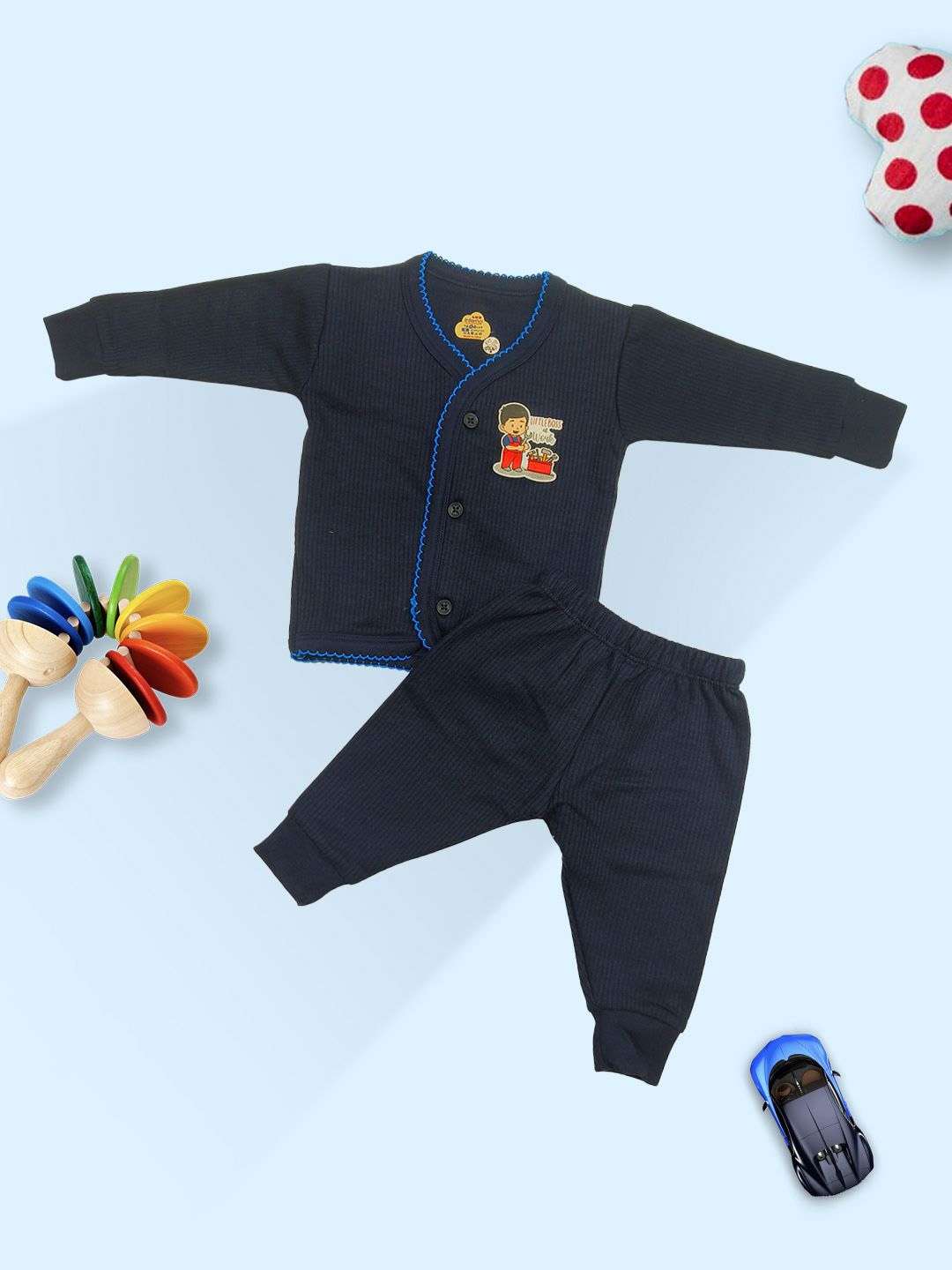 

INFERNO Infants Printed Cotton Thermal Set, Navy blue