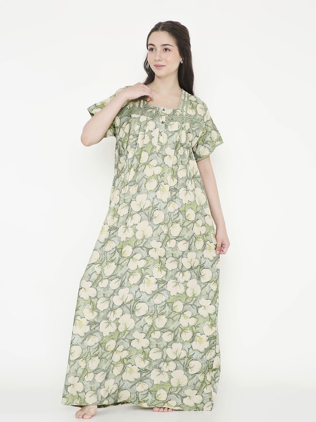 

NIGHTSPREE Printed Maxi Nightdress, Green