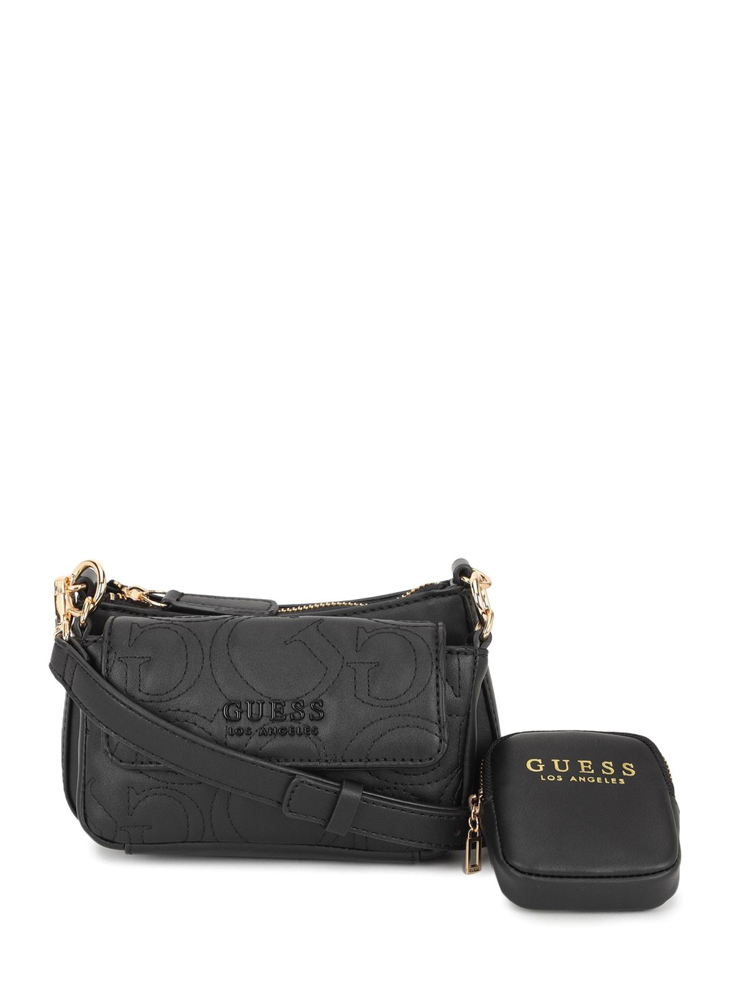

GUESS PU Structured Shoulder Bag with Quilted, Black