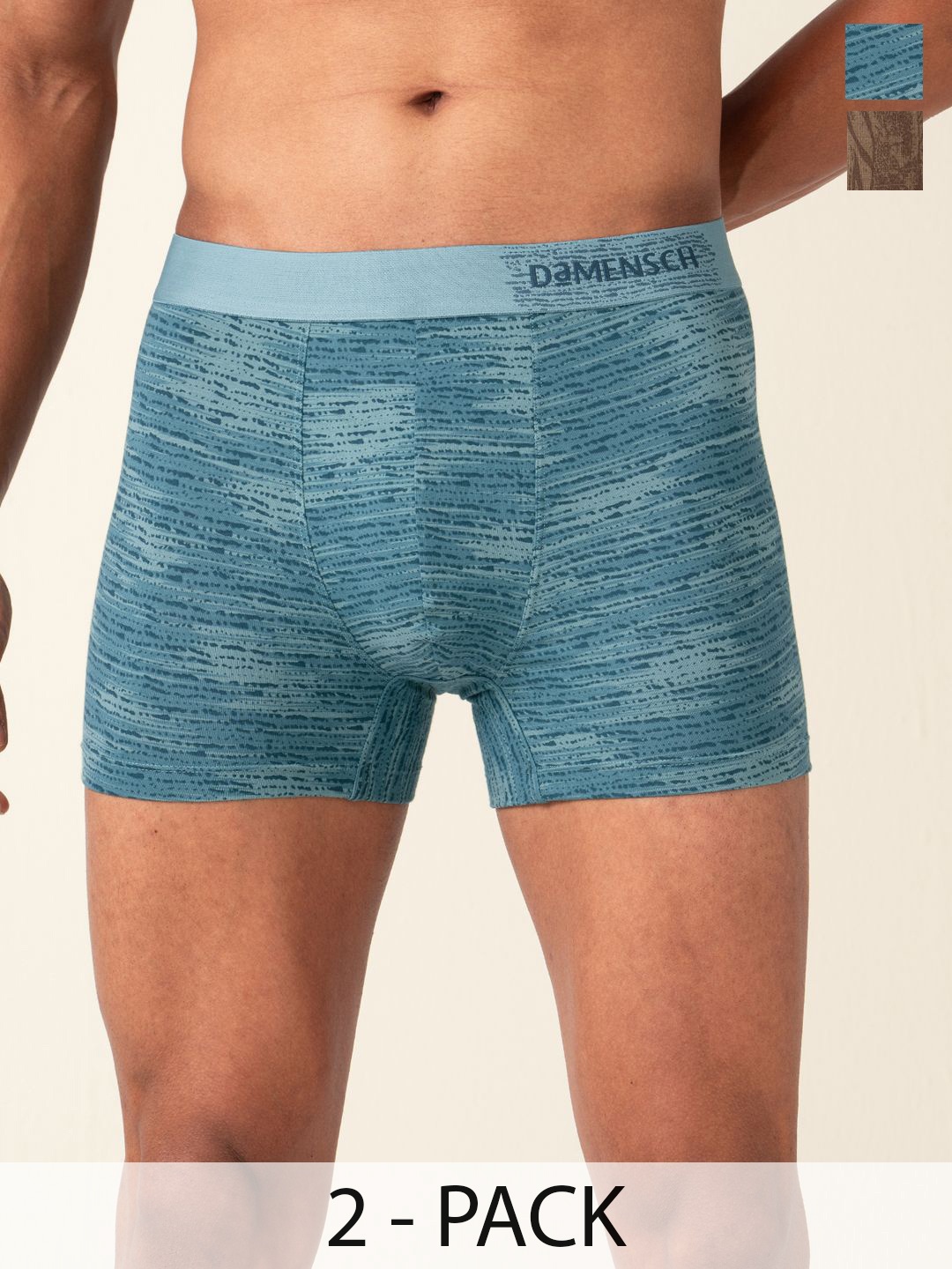 

DAMENSCH Pack of 2 Men Premium Cotton Printed New Avatar Trunk, Teal