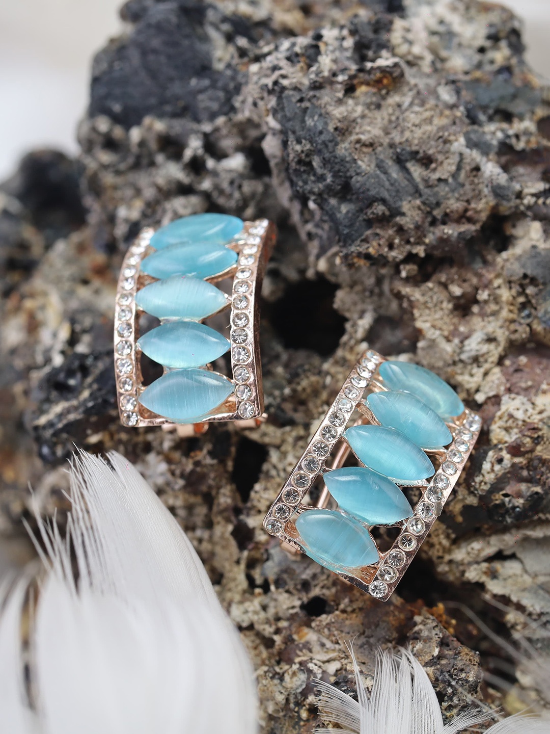 

Maansh Rose Gold-Plated Contemporary Studs