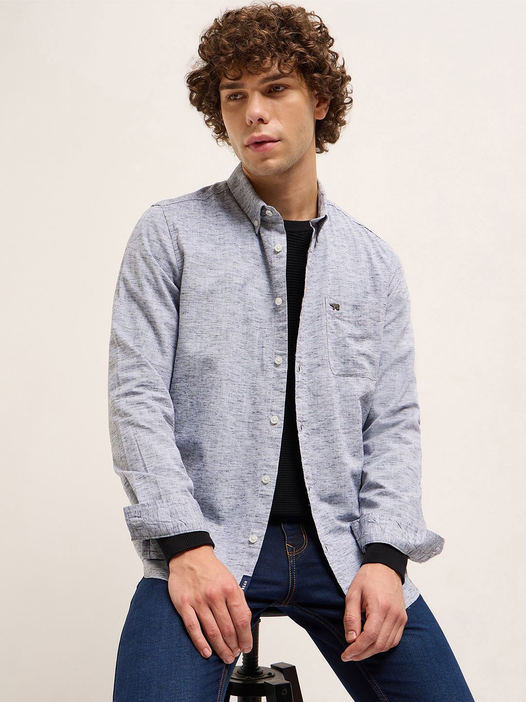 

THE BEAR HOUSE Men Slim Fit Opaque Casual Shirt, Grey