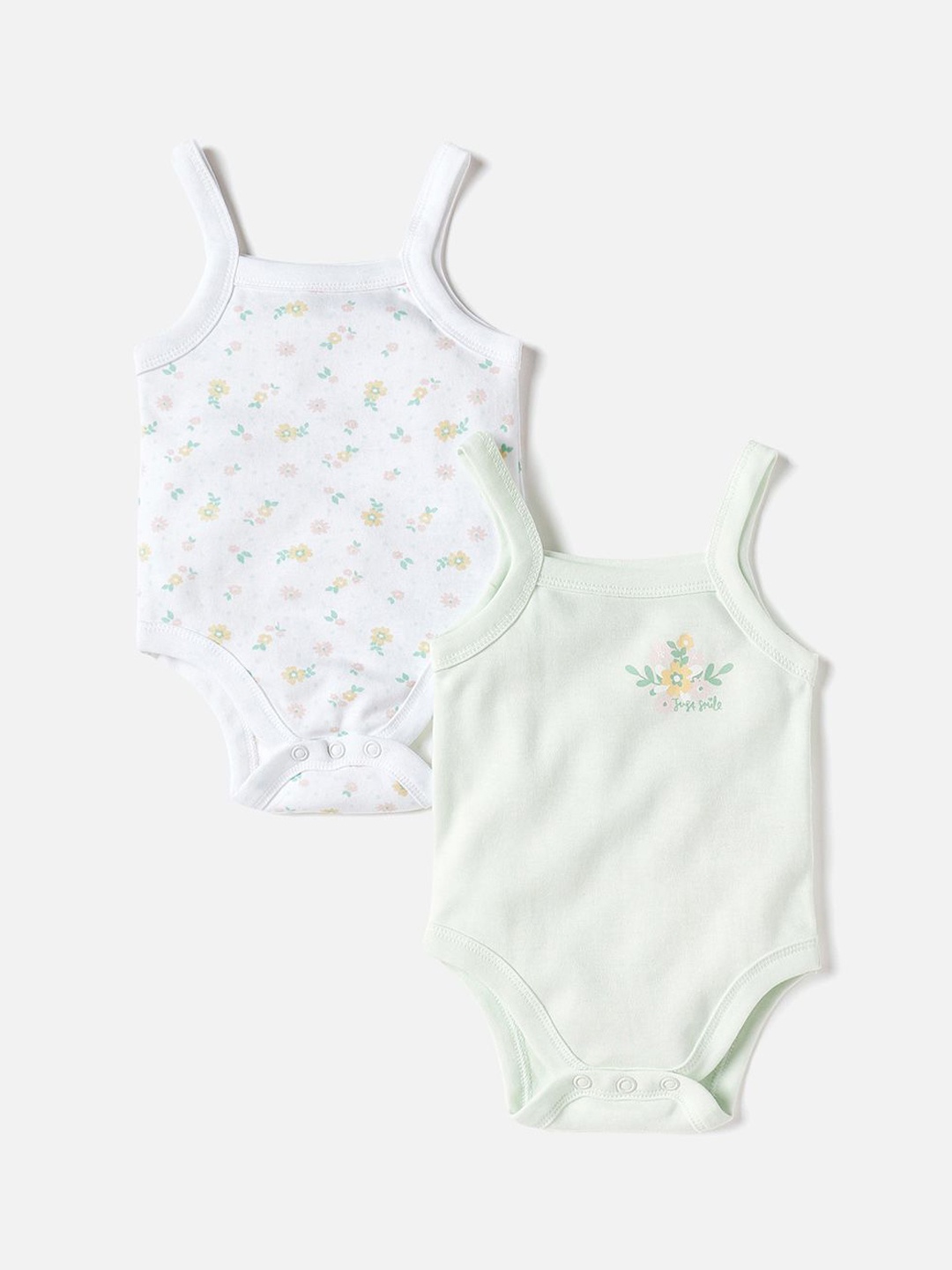 

Juniors by Babyshop Infant Girls Pack Of 2 Printed Cotton Bodysuit, Yellow