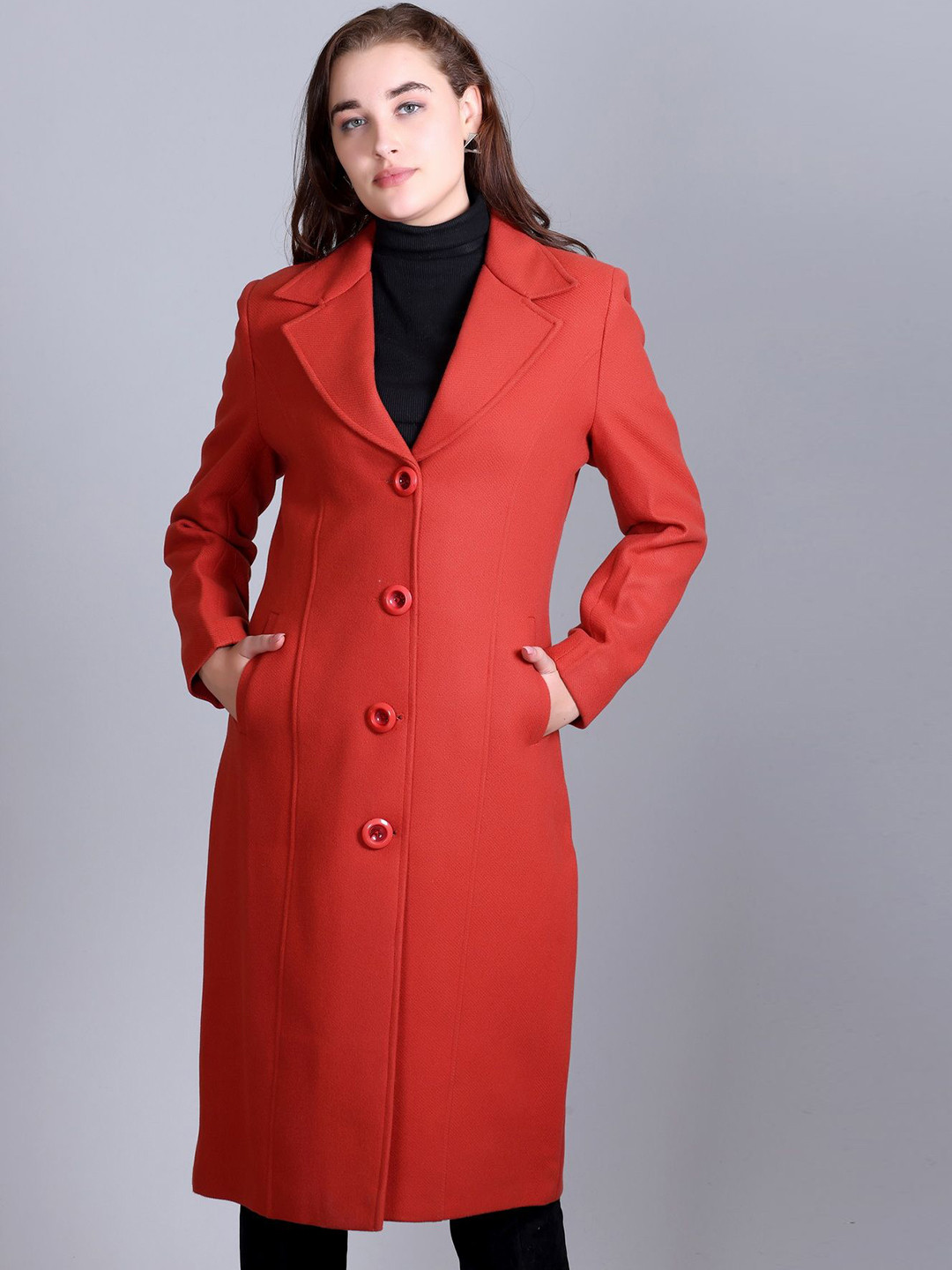 

Winter Wonders Single Breasted Overcoat, Red
