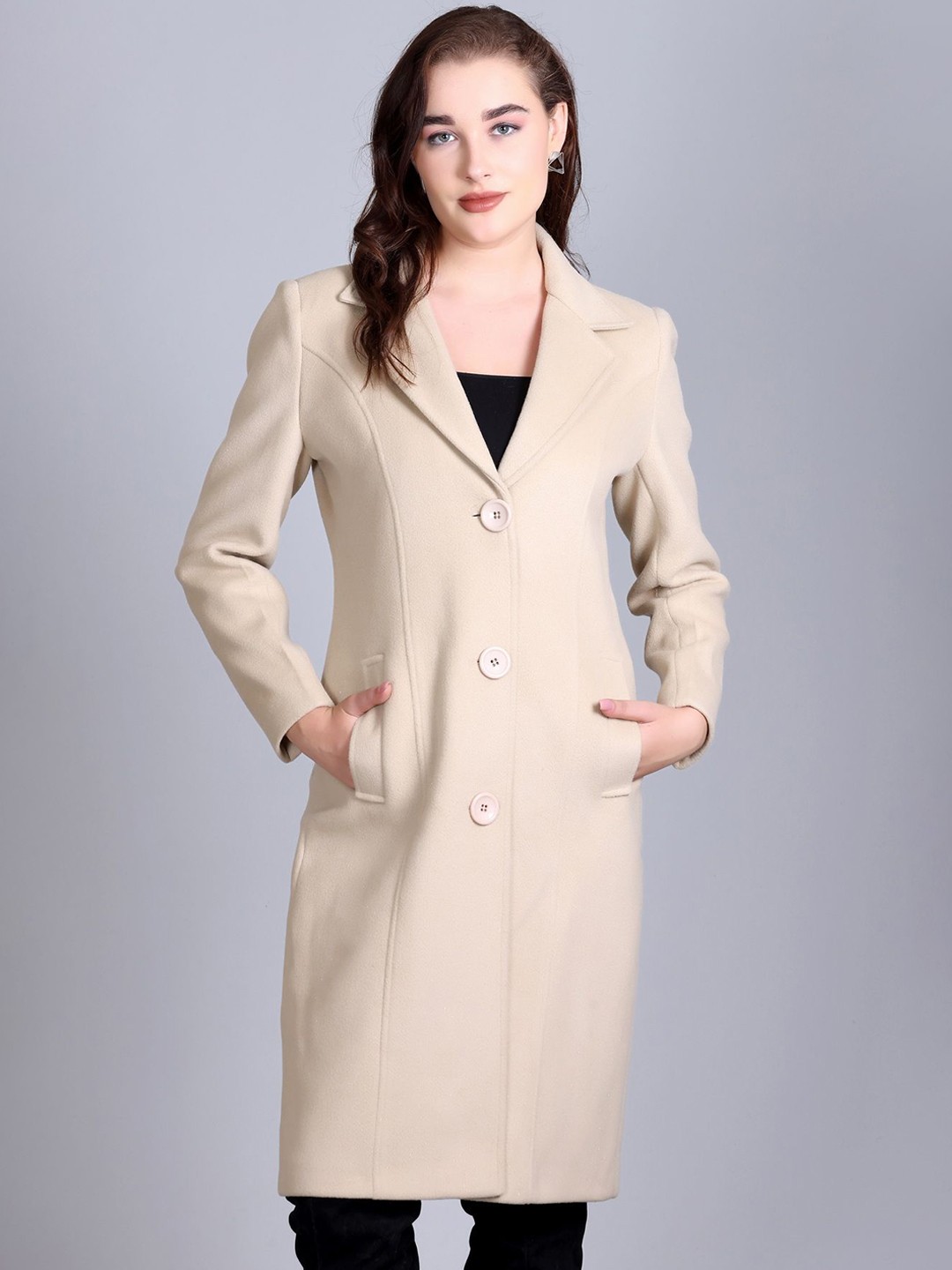 

Winter Wonders Self-Design Single Breasted Overcoats, Beige