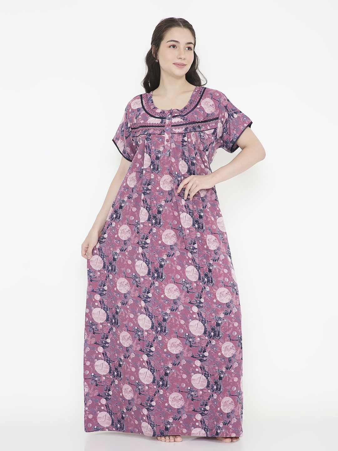 

NIGHTSPREE Printed Maxi Nightdress, Pink