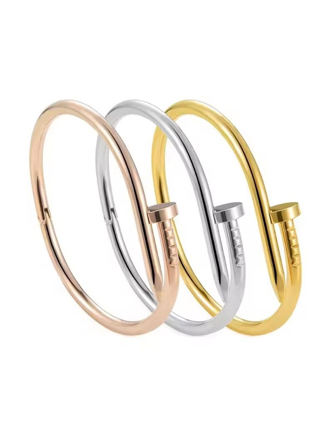 

DIVASTRI Set Of 3 Gold-Plated Stainless Steel Antique Kada Bracelet