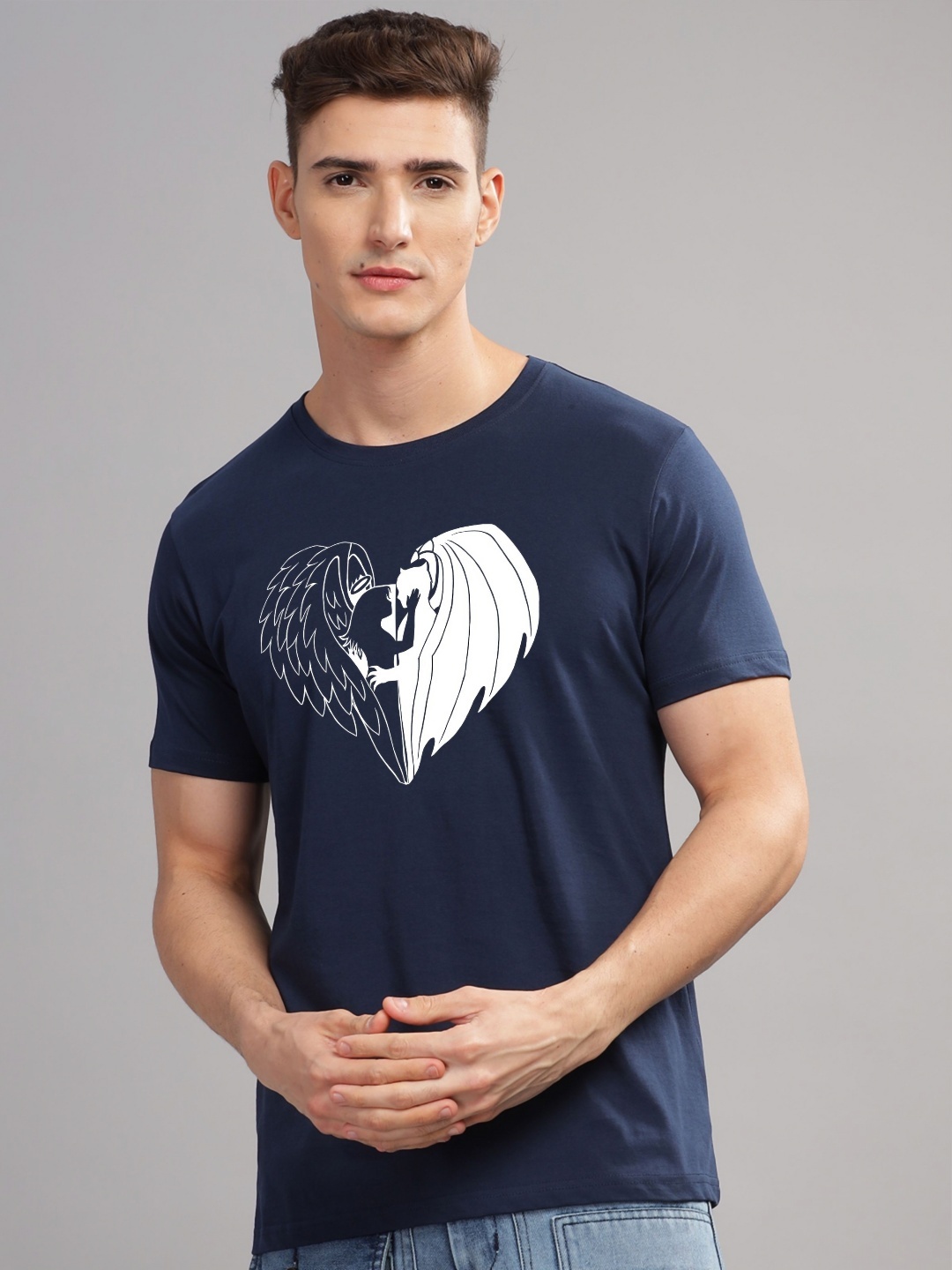 

ADRO Men Printed T-shirt, Navy blue