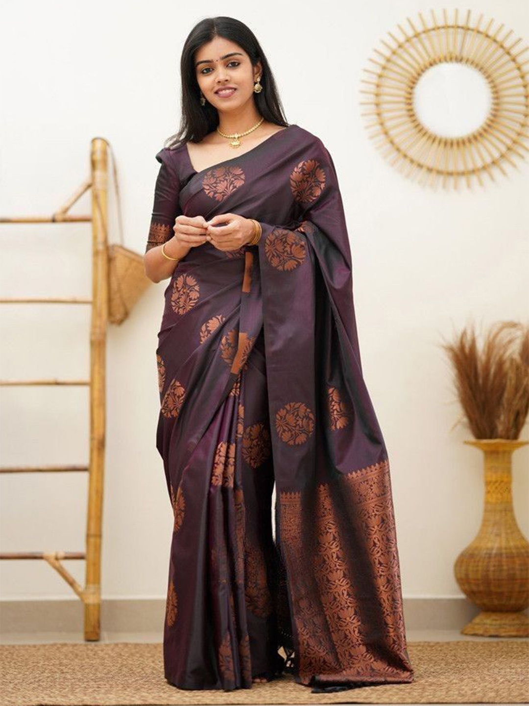 

Jinax Woven Design Pure Silk Banarasi Saree, Purple