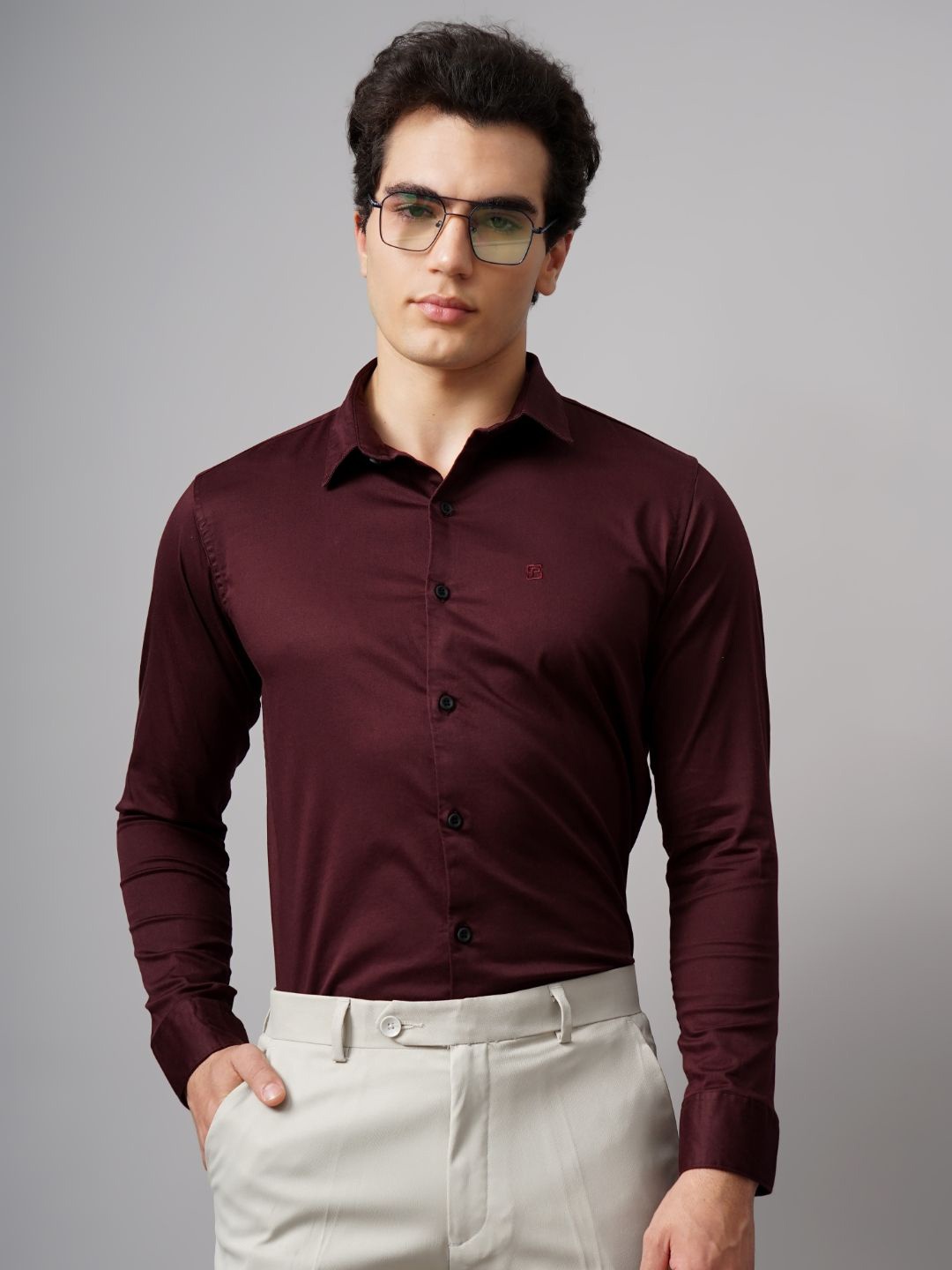 

PAUL STREET Men Standard Slim Fit Opaque Semiformal Shirt, Maroon
