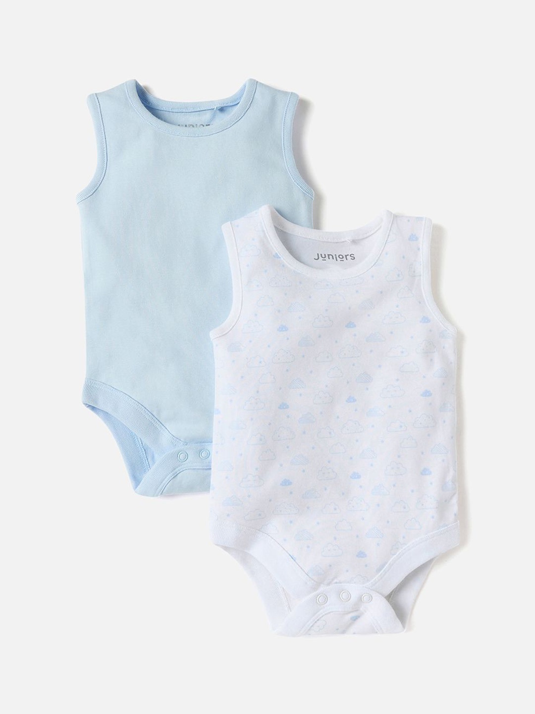 

Juniors by Babyshop Infant Boys Pack Of 2 Pure Cotton Sleeveless Bodysuit, Blue