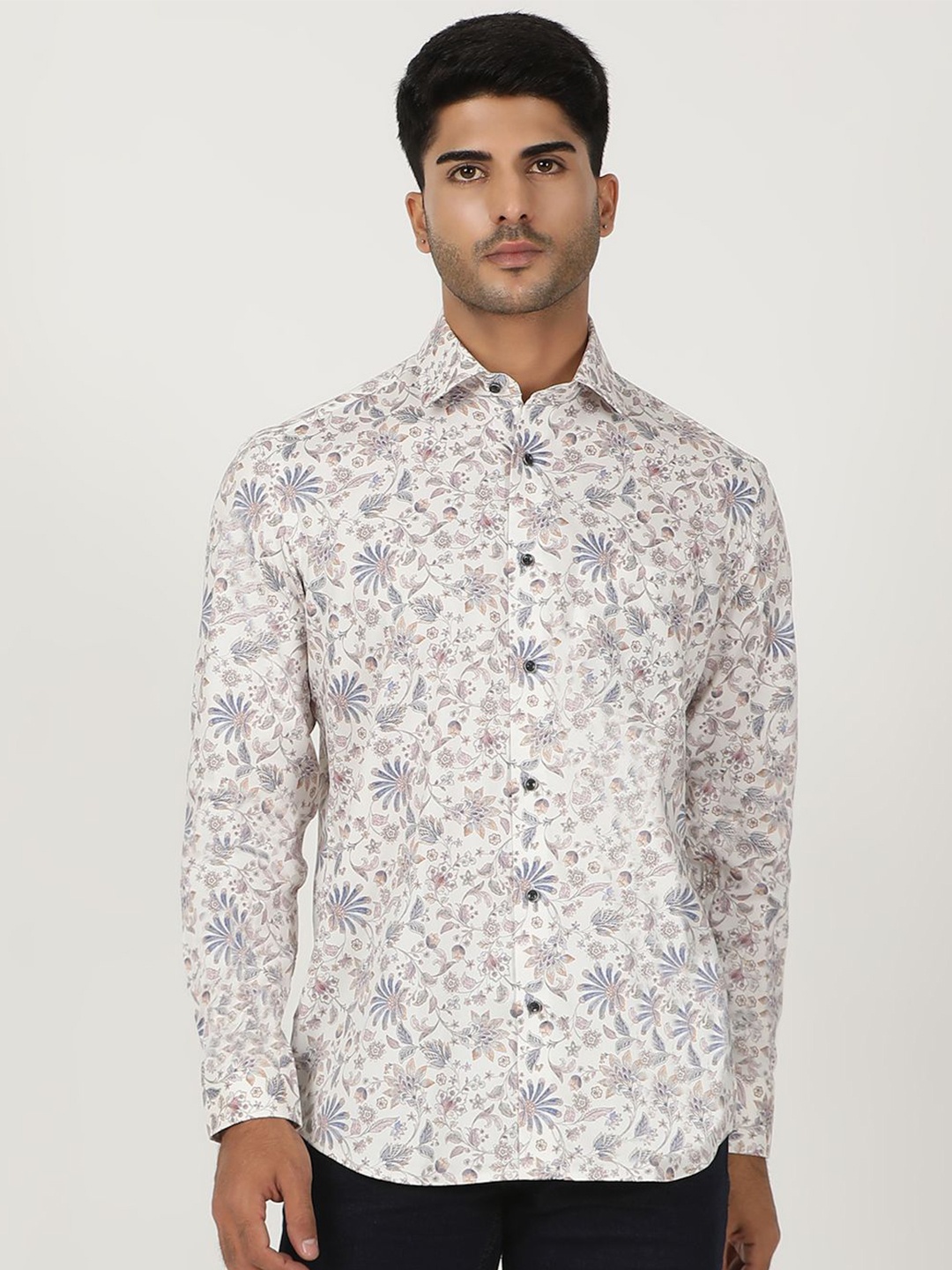 

Greenfibre Men Slim Fit Floral Opaque Printed Party Shirt, White